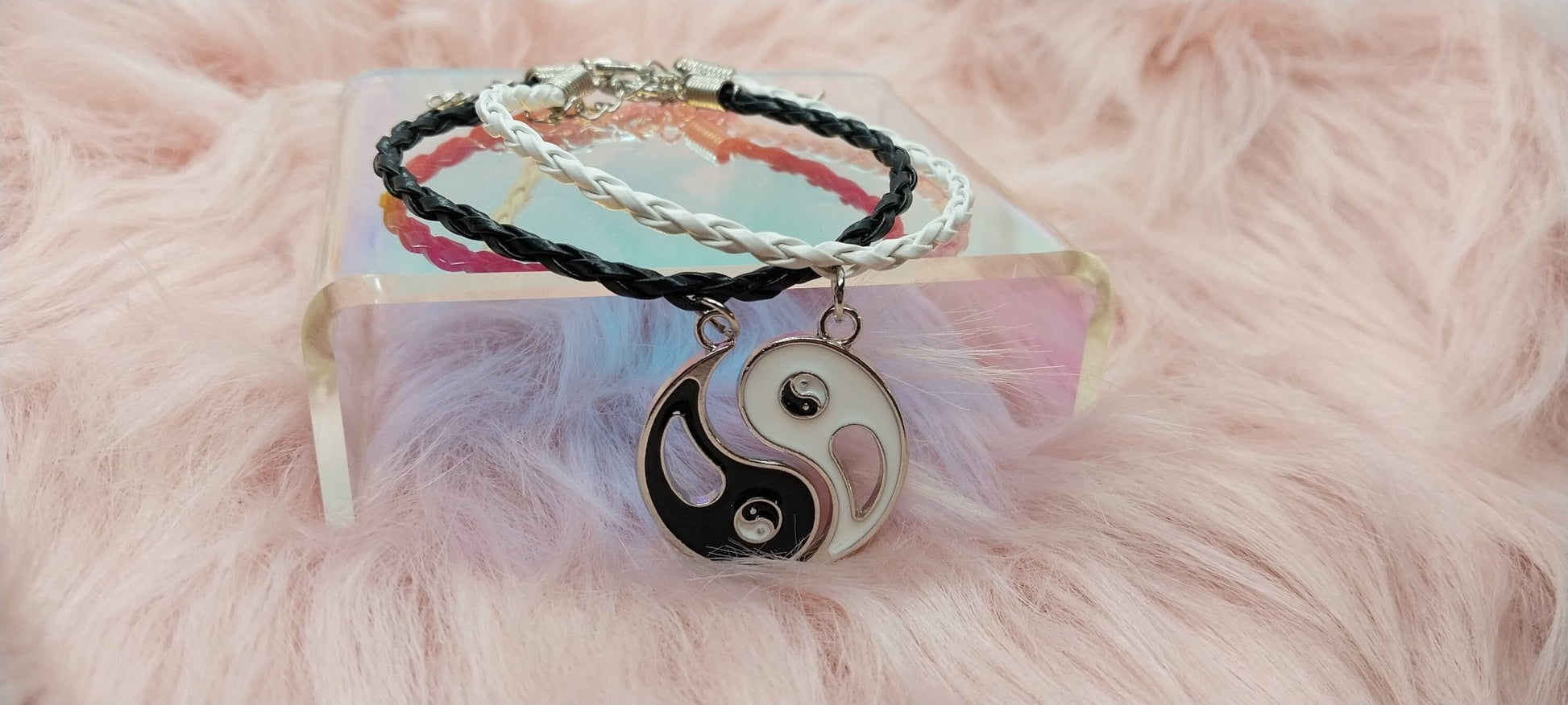 Best Friends Matching Yin Yang Charm Bracelets Gifts for 2 Friendship Bracelets For Her Y2k Style Black and White - Moon & Starr Handcrafted Jewelry && More!