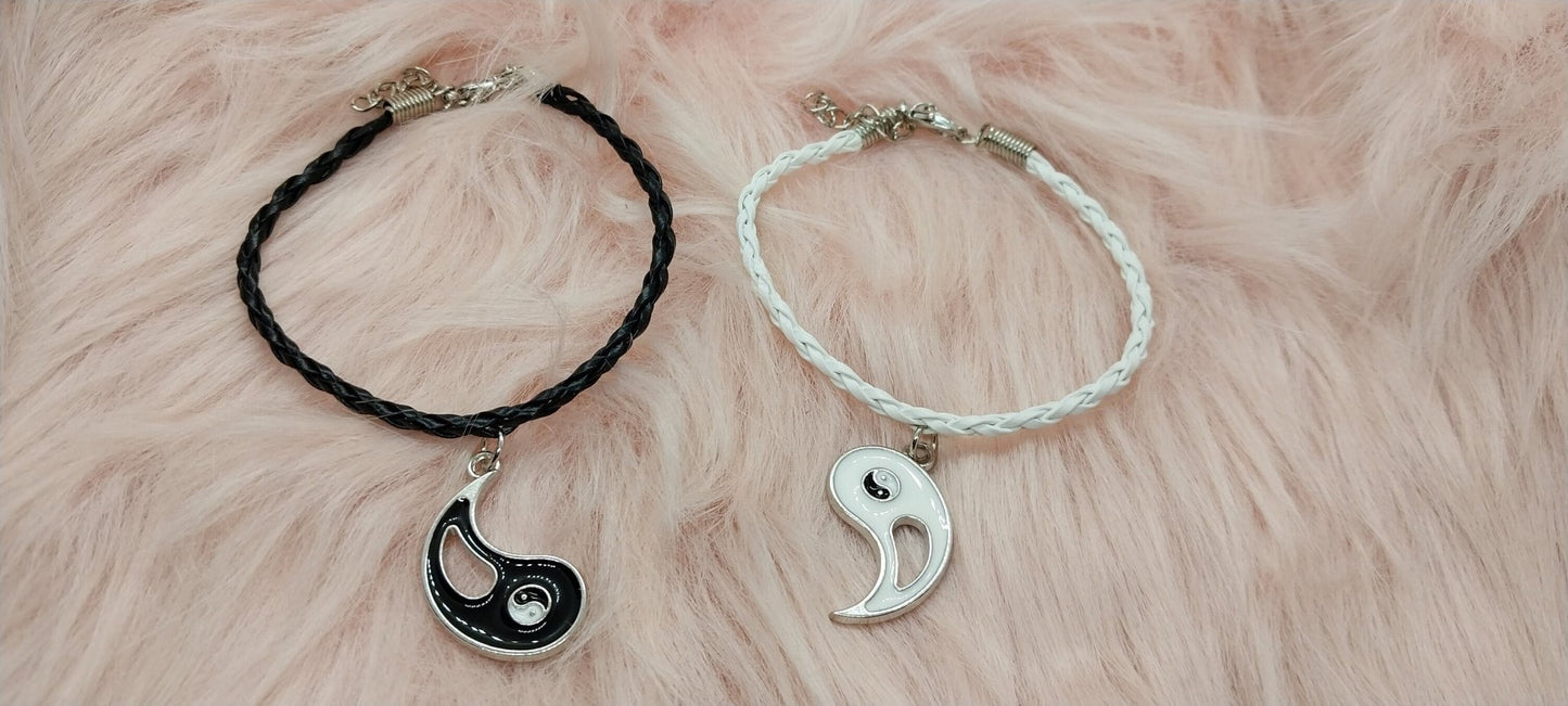 Best Friends Matching Yin Yang Charm Bracelets Gifts for 2 Friendship Bracelets For Her Y2k Style Black and White - Moon & Starr Handcrafted Jewelry && More!