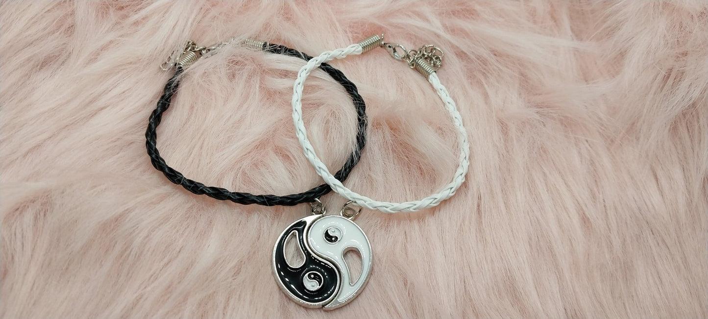 Best Friends Matching Yin Yang Charm Bracelets Gifts for 2 Friendship Bracelets For Her Y2k Style Black and White - Moon & Starr Handcrafted Jewelry && More!