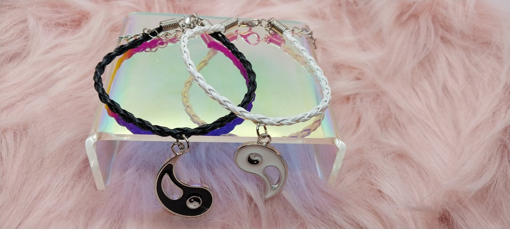 Best Friends Matching Yin Yang Charm Bracelets Gifts for 2 Friendship Bracelets For Her Y2k Style Black and White - Moon & Starr Handcrafted Jewelry && More!