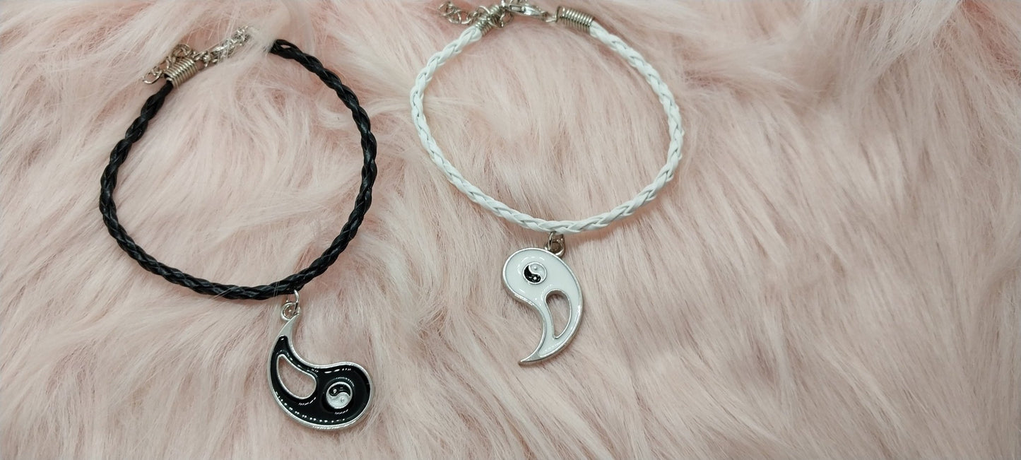 Best Friends Matching Yin Yang Charm Bracelets Gifts for 2 Friendship Bracelets For Her Y2k Style Black and White - Moon & Starr Handcrafted Jewelry && More!