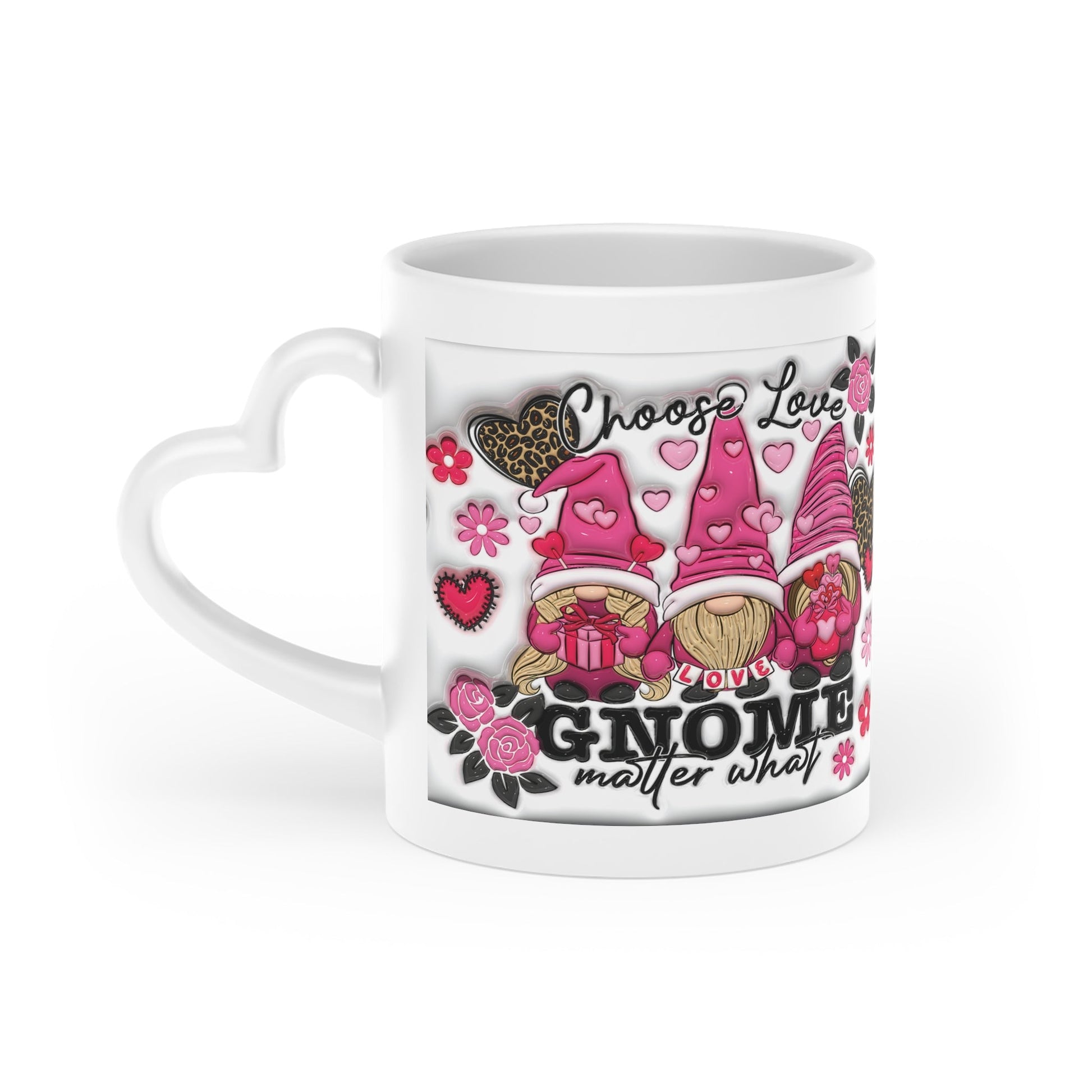 Choose Love Gnome Matter What Heart-Shaped Mug - Moon & Starr Handcrafted Jewelry && More!