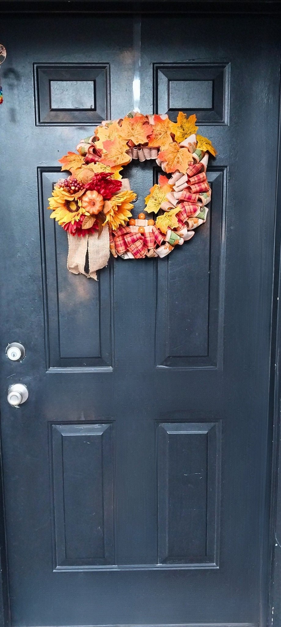 Country Farmhouse Autumn Leaves Hay Bales & Pumpkins Busy Festive Fall Wreath For Front Door Decoration - Moon & Starr Handcrafted Jewelry && More!