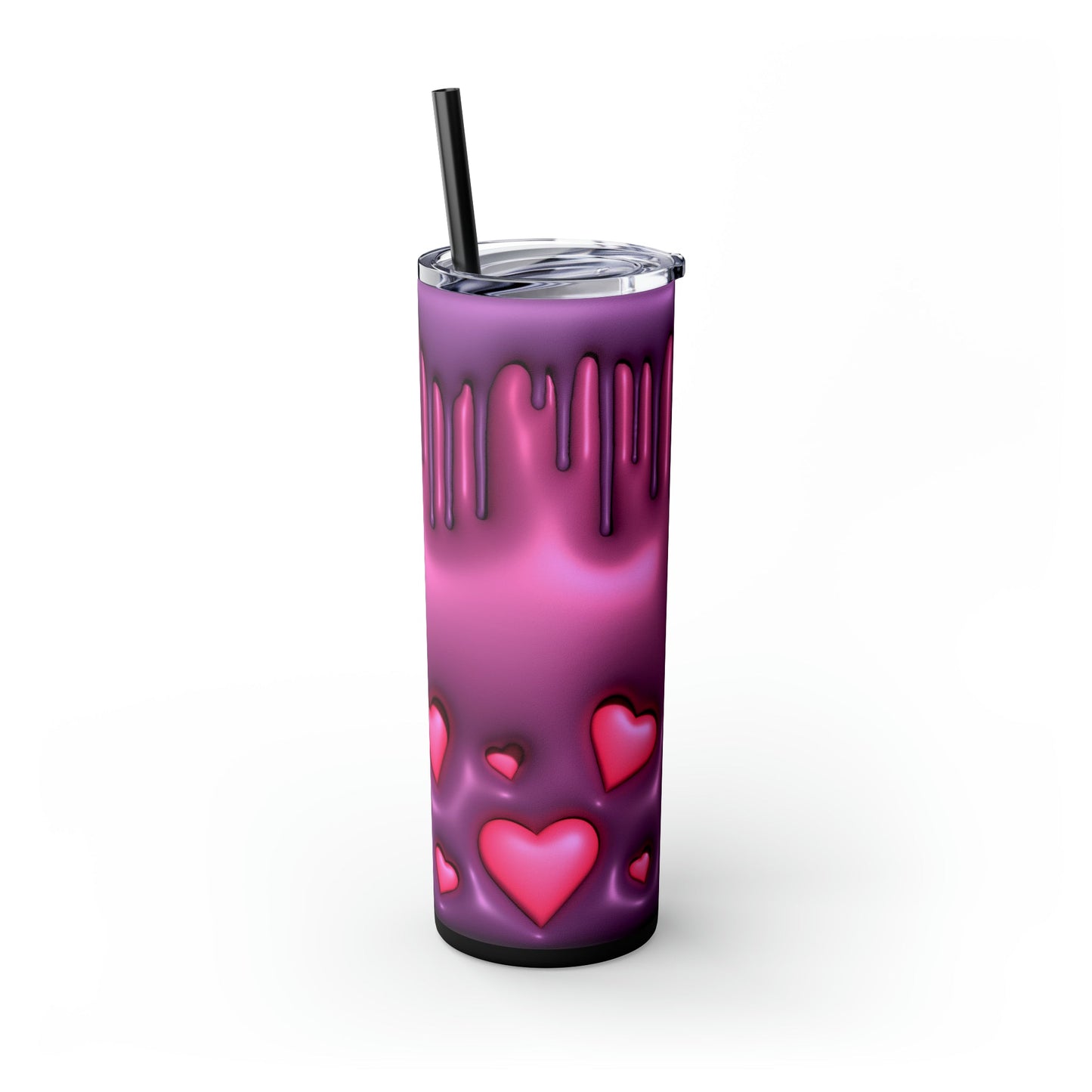 Drippy Hearts 3D Style Skinny Tumbler with Straw, 20oz - Moon & Starr Handcrafted Jewelry && More!