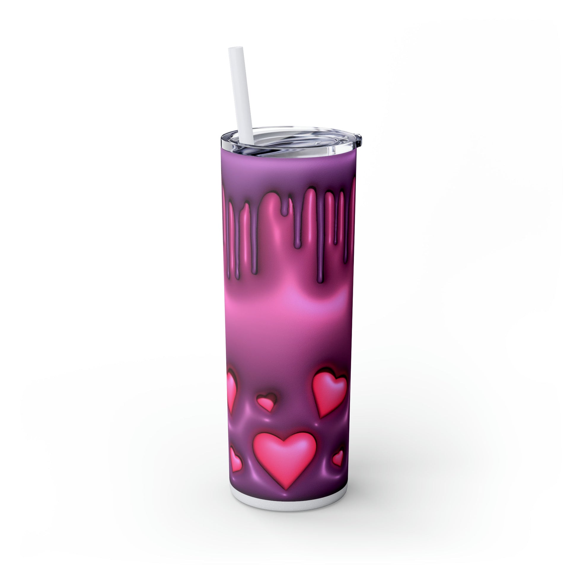 Drippy Hearts 3D Style Skinny Tumbler with Straw, 20oz - Moon & Starr Handcrafted Jewelry && More!