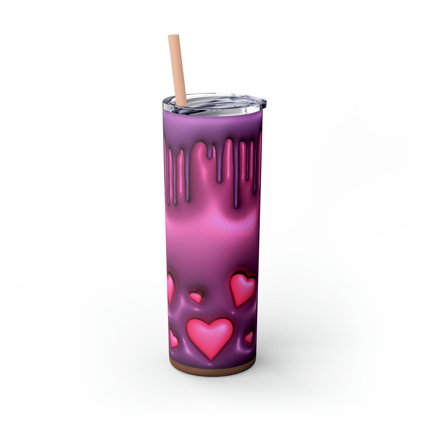 Drippy Hearts 3D Style Skinny Tumbler with Straw, 20oz - Moon & Starr Handcrafted Jewelry && More!