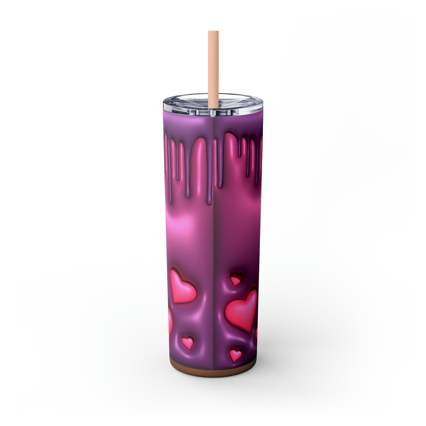 Drippy Hearts 3D Style Skinny Tumbler with Straw, 20oz - Moon & Starr Handcrafted Jewelry && More!