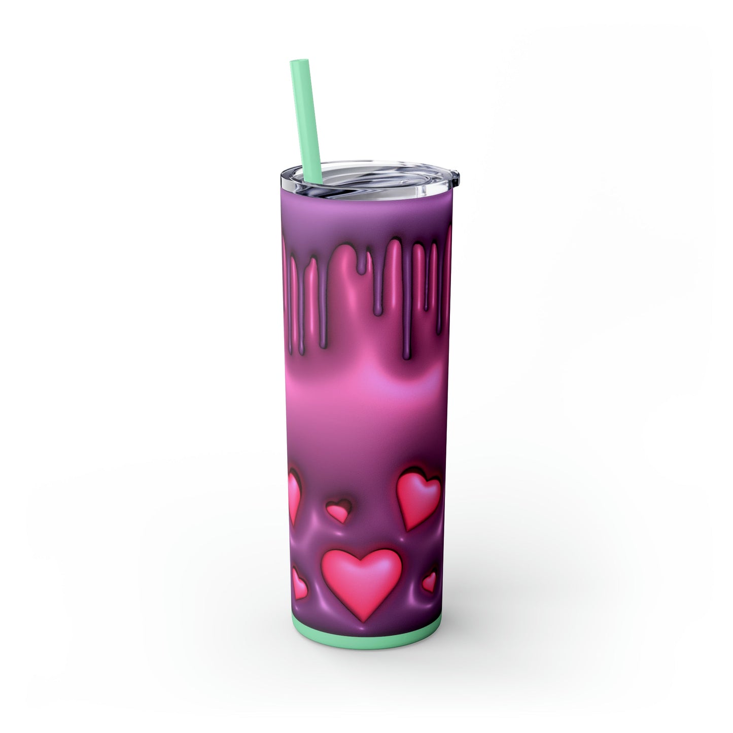 Drippy Hearts 3D Style Skinny Tumbler with Straw, 20oz - Moon & Starr Handcrafted Jewelry && More!