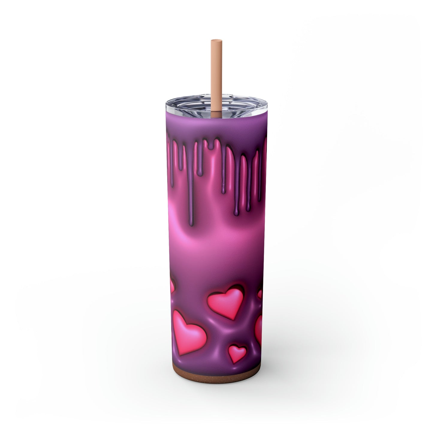 Drippy Hearts 3D Style Skinny Tumbler with Straw, 20oz - Moon & Starr Handcrafted Jewelry && More!