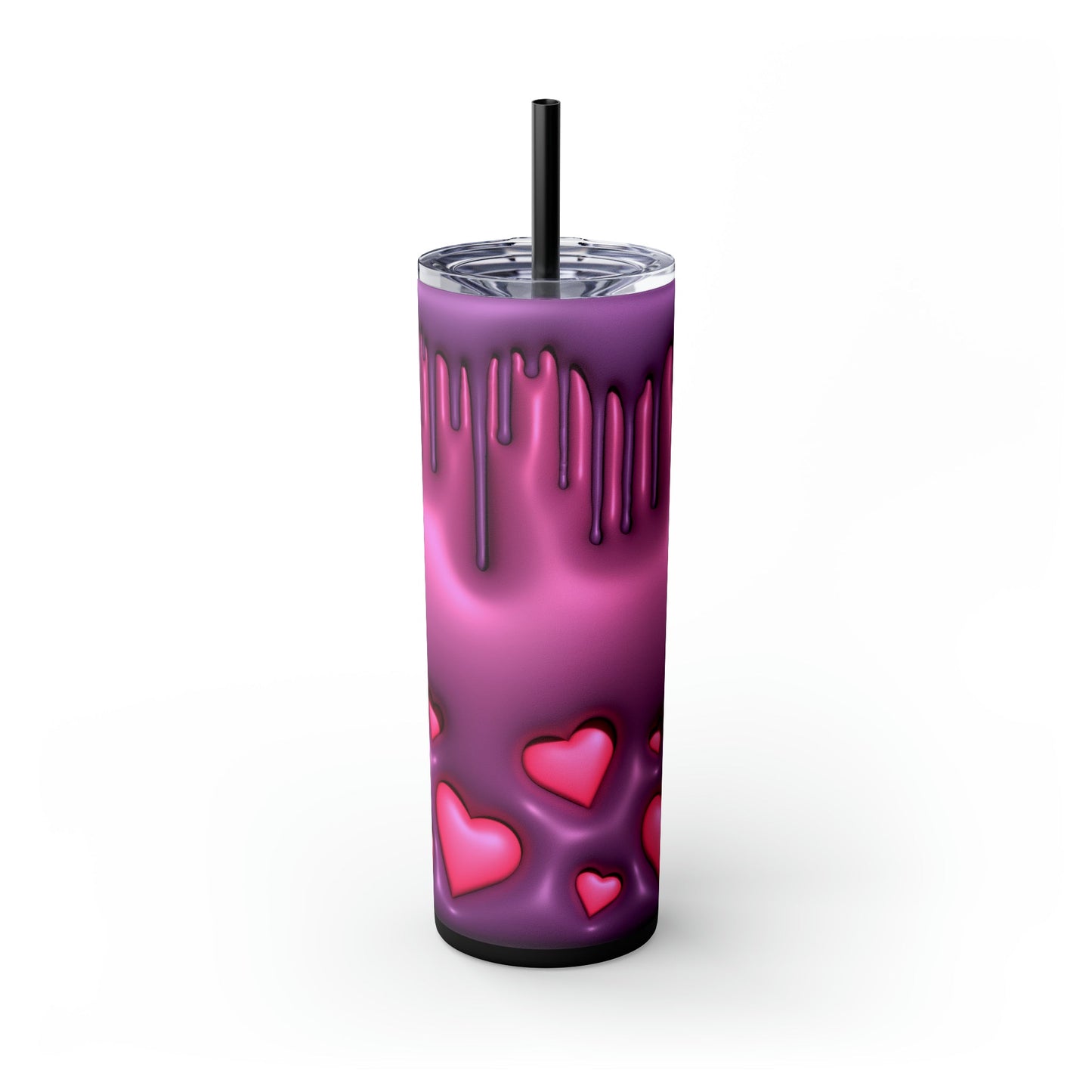 Drippy Hearts 3D Style Skinny Tumbler with Straw, 20oz - Moon & Starr Handcrafted Jewelry && More!