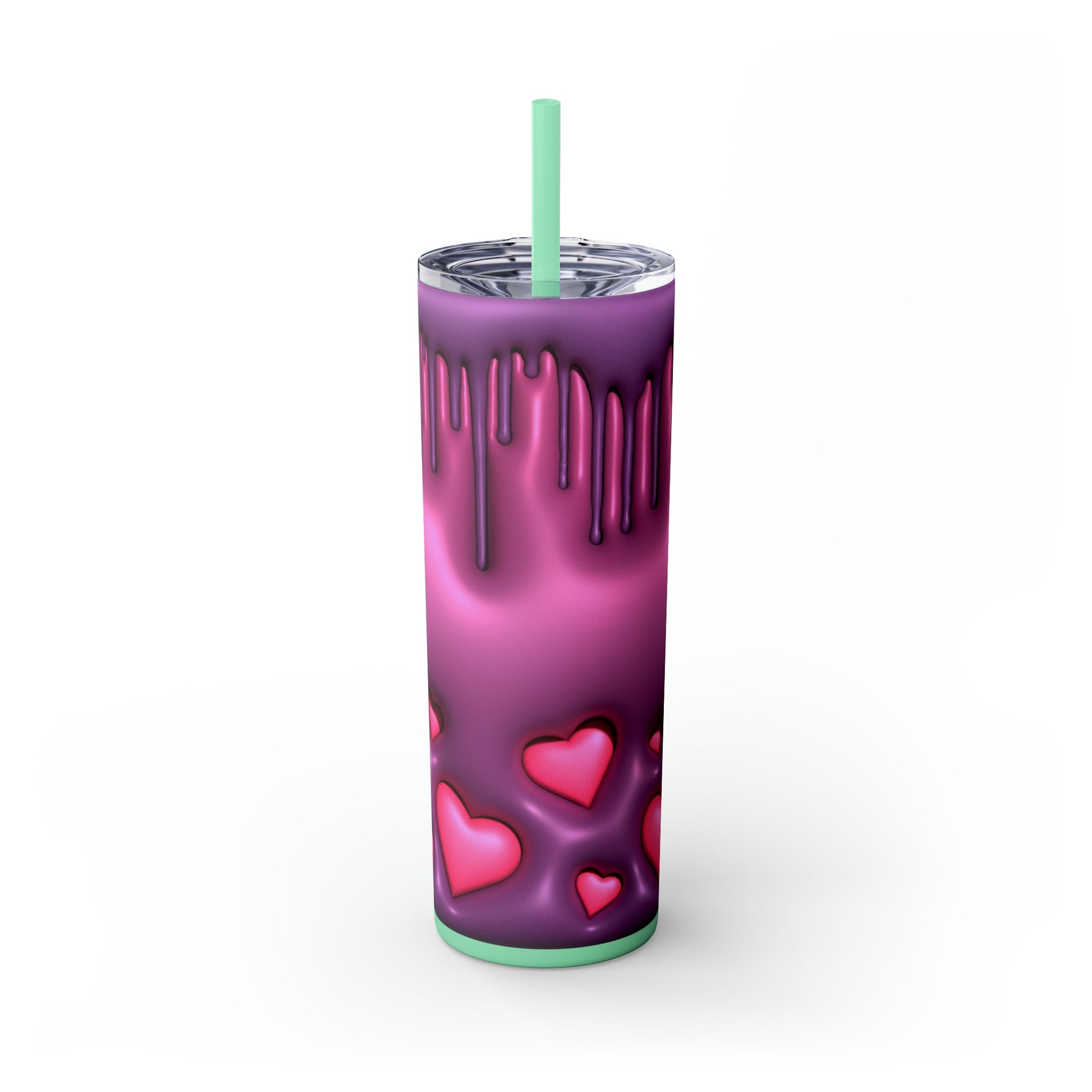 Drippy Hearts 3D Style Skinny Tumbler with Straw, 20oz - Moon & Starr Handcrafted Jewelry && More!