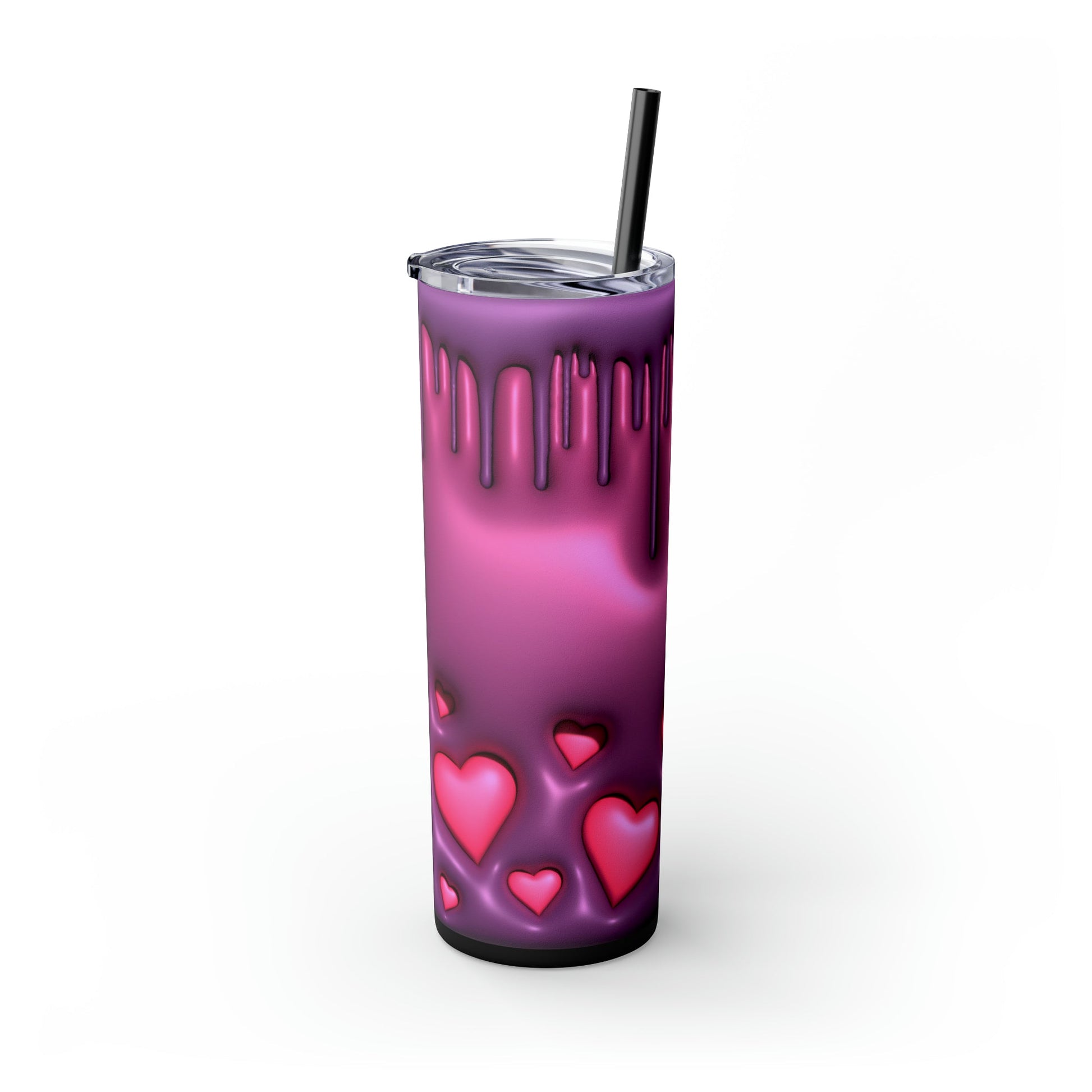 Drippy Hearts 3D Style Skinny Tumbler with Straw, 20oz - Moon & Starr Handcrafted Jewelry && More!