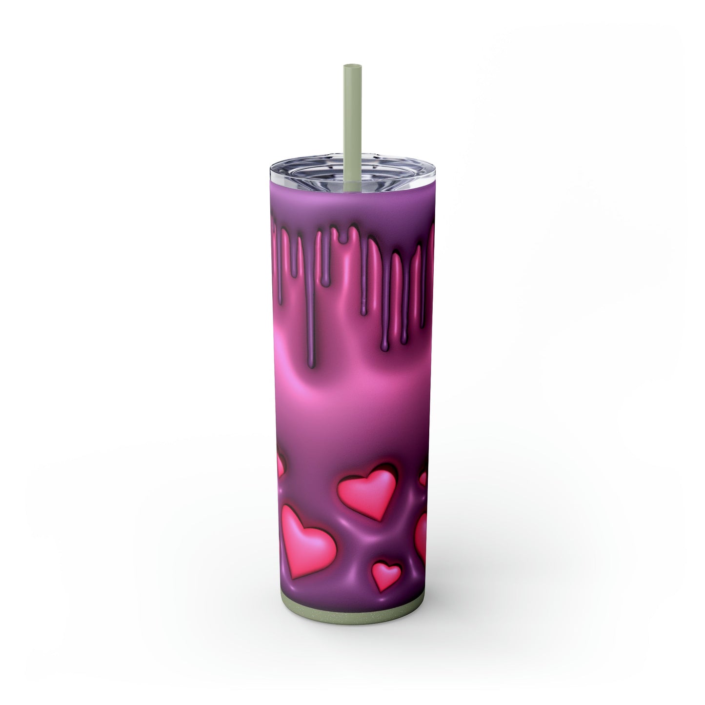 Drippy Hearts 3D Style Skinny Tumbler with Straw, 20oz - Moon & Starr Handcrafted Jewelry && More!