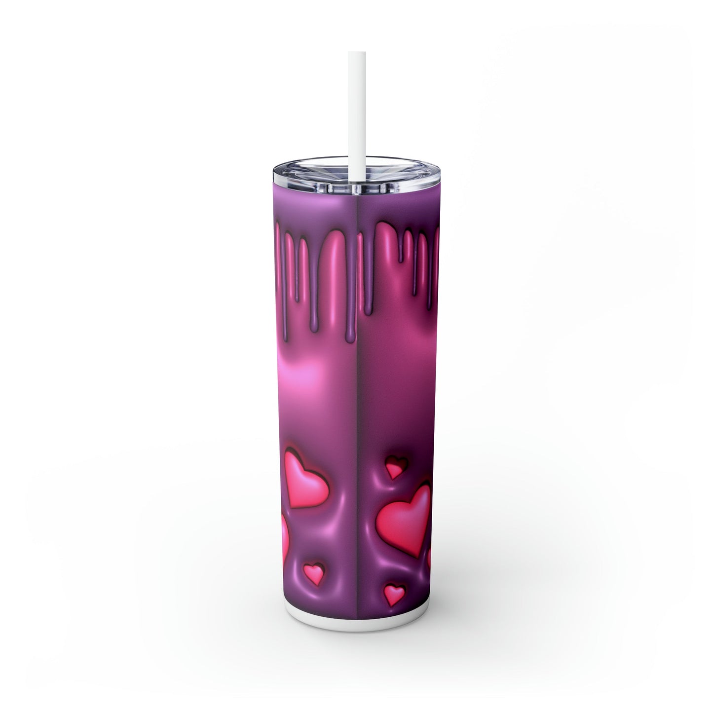 Drippy Hearts 3D Style Skinny Tumbler with Straw, 20oz - Moon & Starr Handcrafted Jewelry && More!