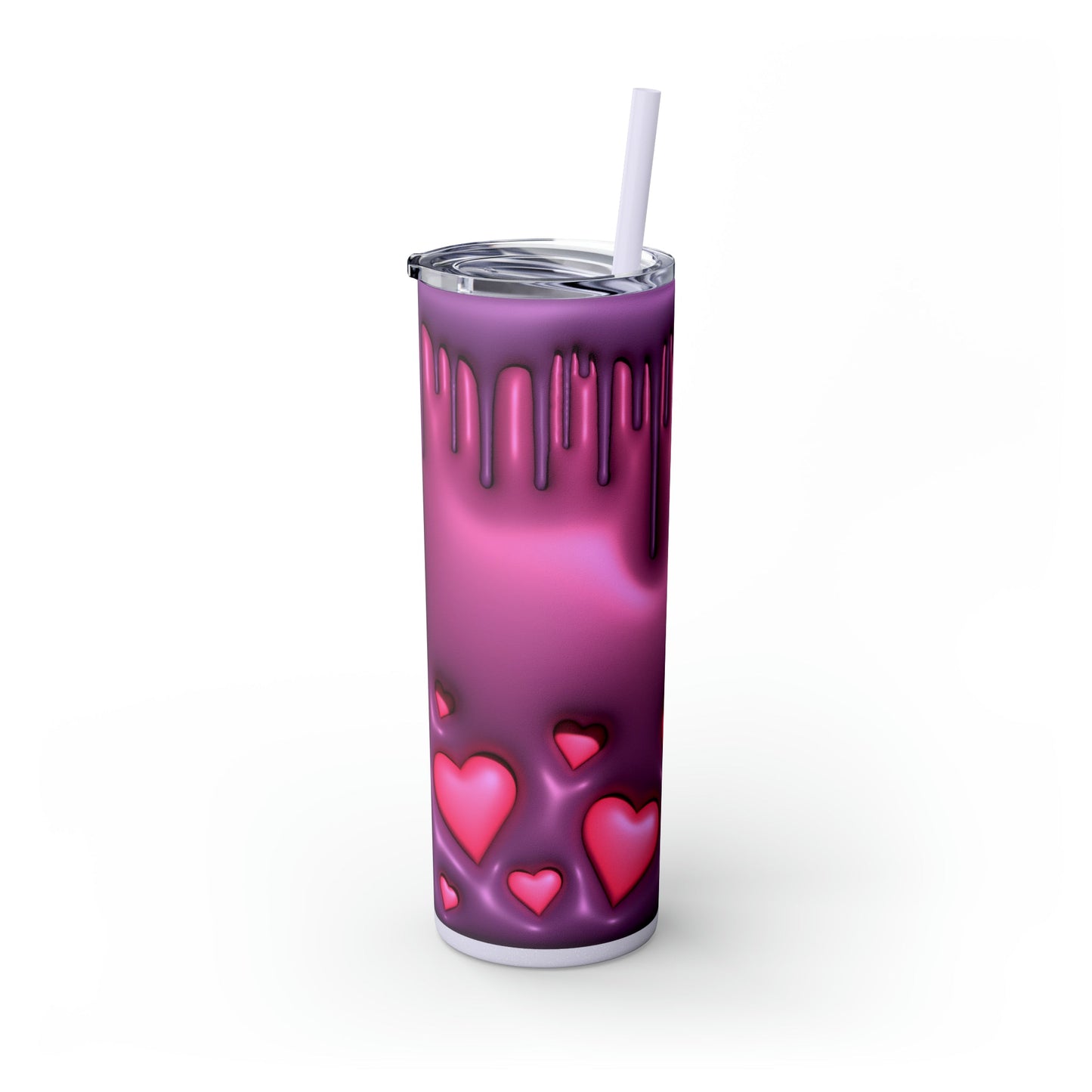 Drippy Hearts 3D Style Skinny Tumbler with Straw, 20oz - Moon & Starr Handcrafted Jewelry && More!