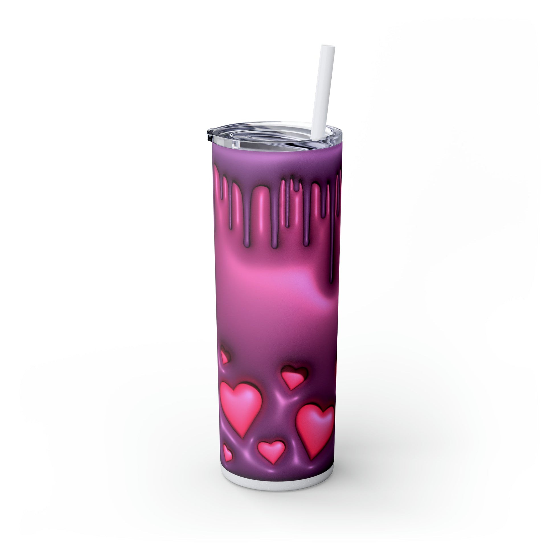 Drippy Hearts 3D Style Skinny Tumbler with Straw, 20oz - Moon & Starr Handcrafted Jewelry && More!