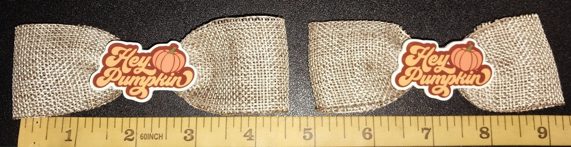 Extra Large Handmade Burlap Ribbon Autumn Themed &quot;Hey Pumpkin&quot; Alligator Clip Bows For Girls Or Women, Single Or Set - Moon & Starr Handcrafted Jewelry && More!