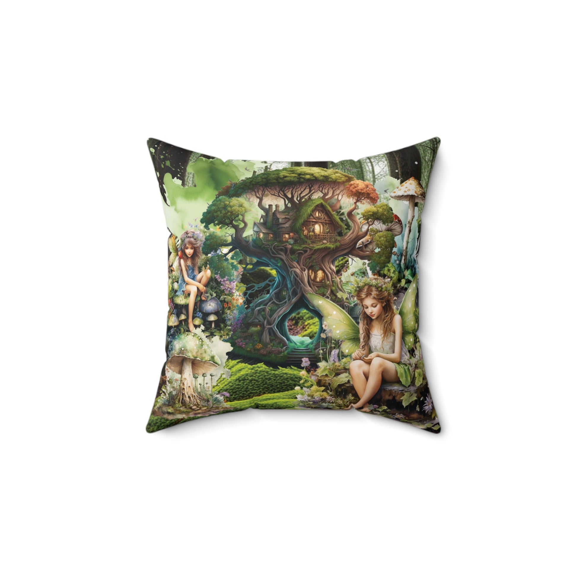 Fairy Forest Theme Spun Polyester Square Pillow - Moon & Starr Handcrafted Jewelry && More!