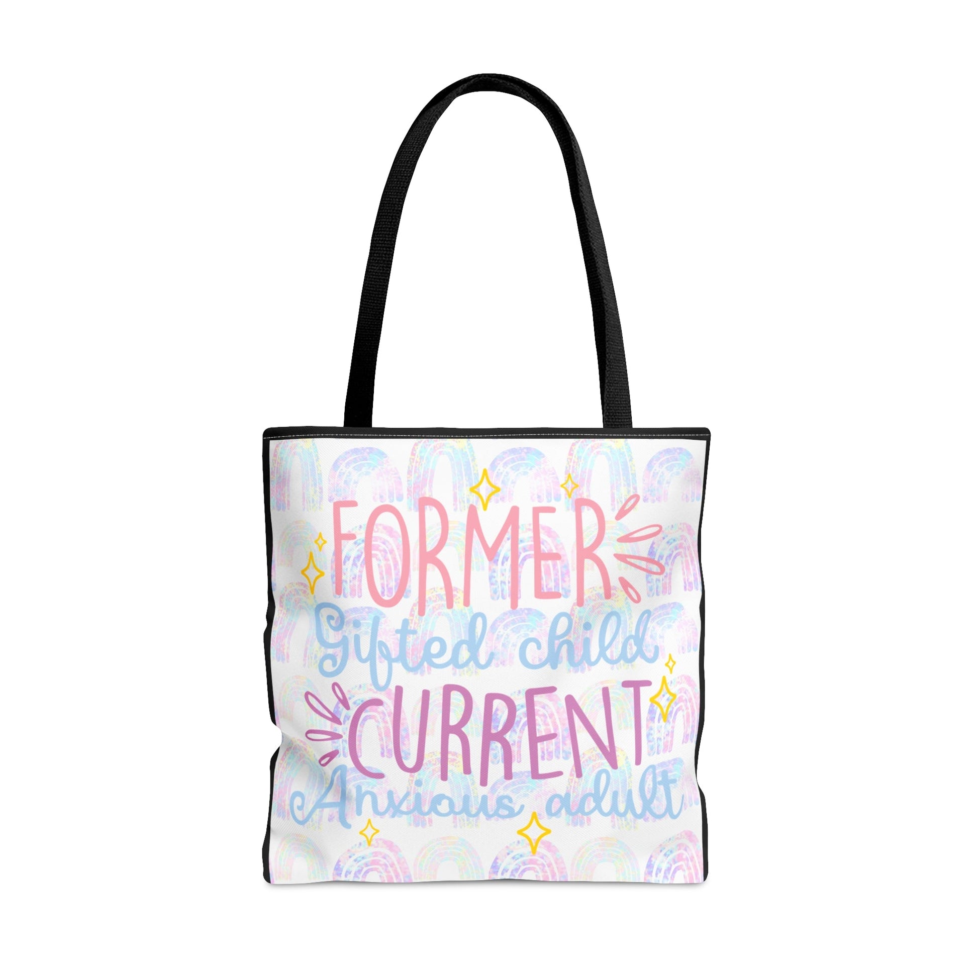 "Former Gifted Child" Tote Bag (AOP) - Moon & Starr Handcrafted Jewelry && More!