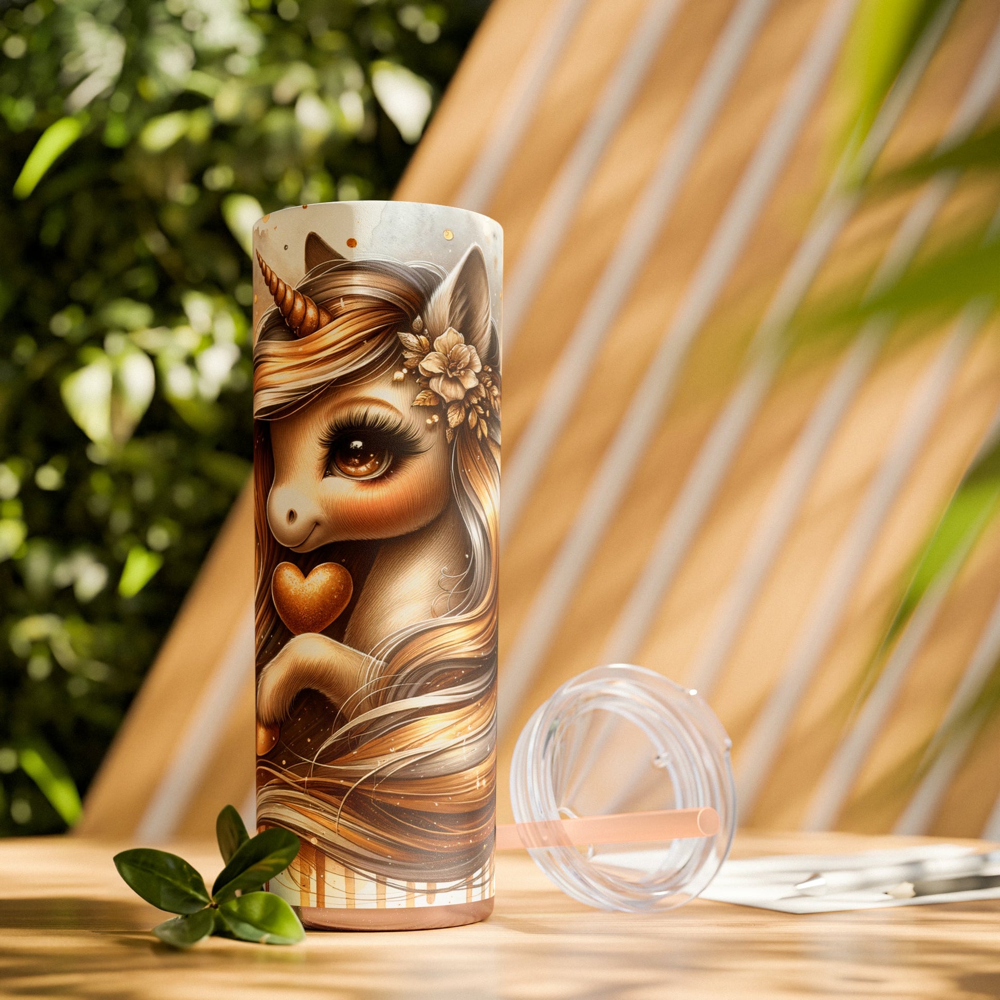 Golden Unicorn Skinny Tumbler with Straw, 20oz - Moon & Starr Handcrafted Jewelry && More!