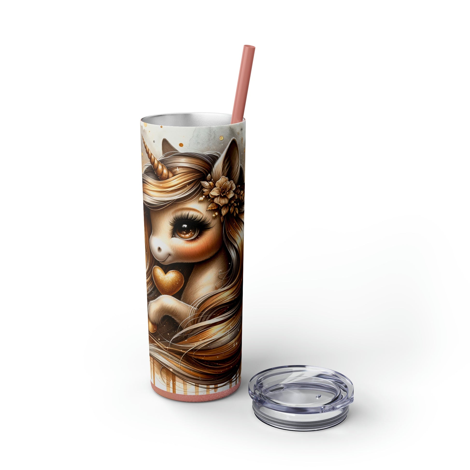 Golden Unicorn Skinny Tumbler with Straw, 20oz - Moon & Starr Handcrafted Jewelry && More!