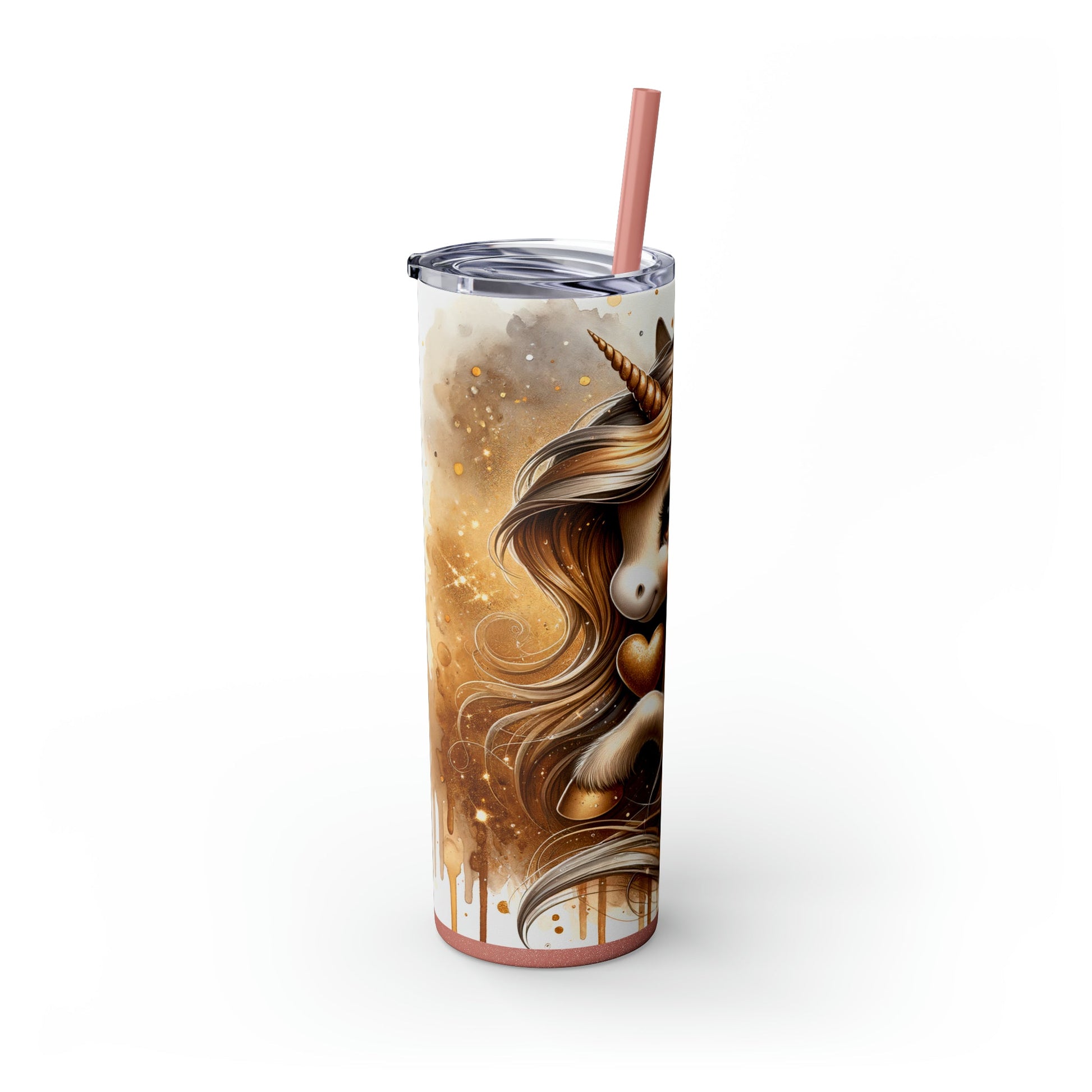 Golden Unicorn Skinny Tumbler with Straw, 20oz - Moon & Starr Handcrafted Jewelry && More!
