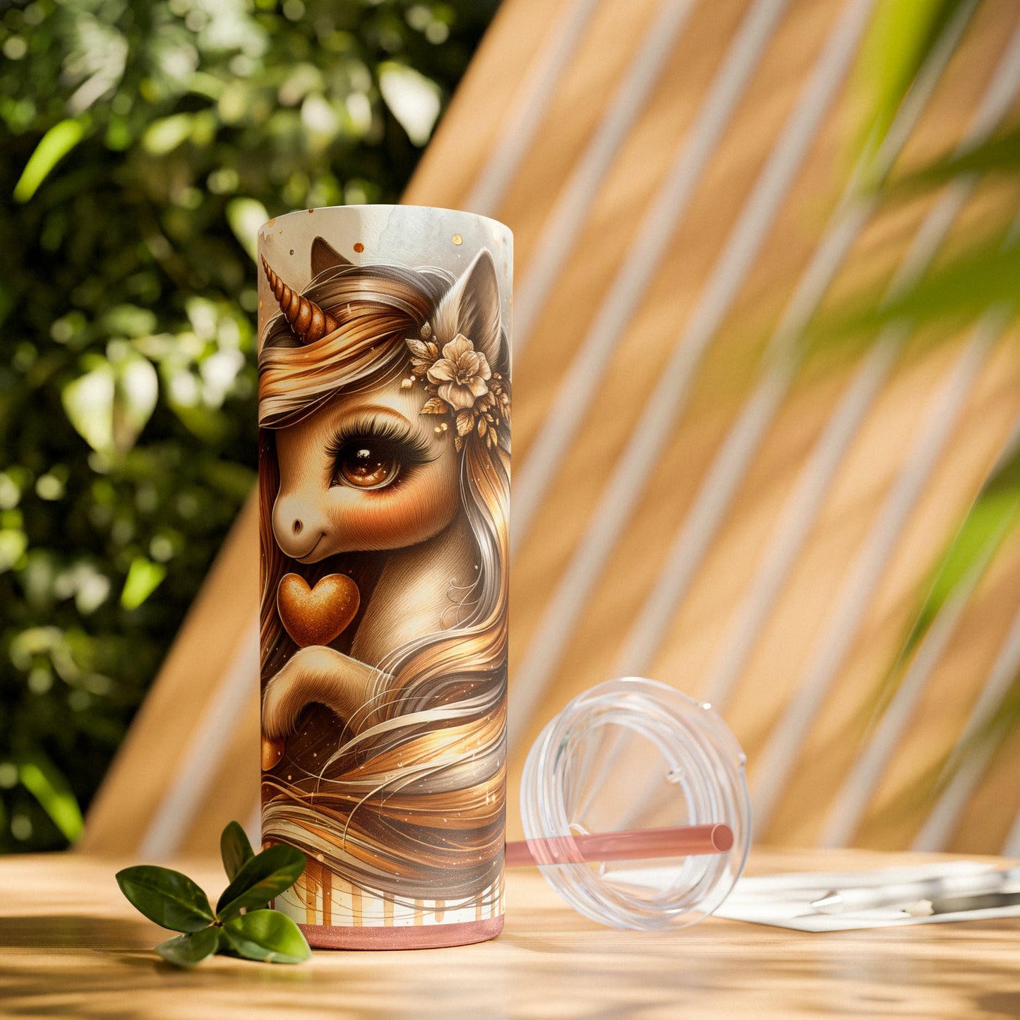 Golden Unicorn Skinny Tumbler with Straw, 20oz - Moon & Starr Handcrafted Jewelry && More!