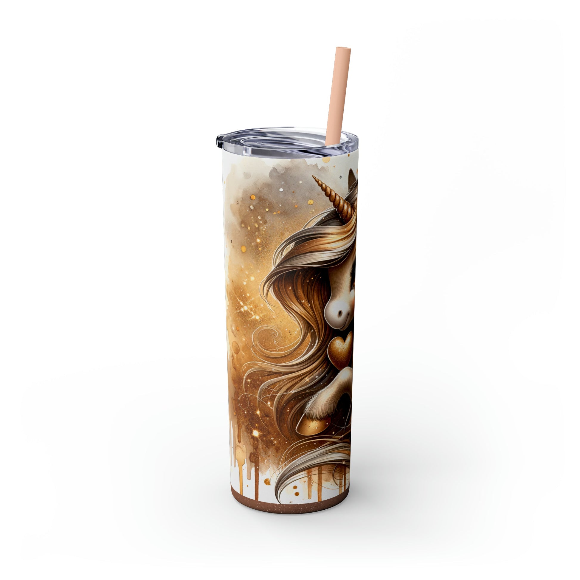 Golden Unicorn Skinny Tumbler with Straw, 20oz - Moon & Starr Handcrafted Jewelry && More!