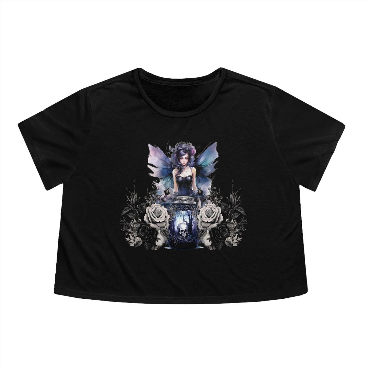 Gothic Fairy Women's Flowy Cropped Tee - Moon & Starr Handcrafted Jewelry && More!