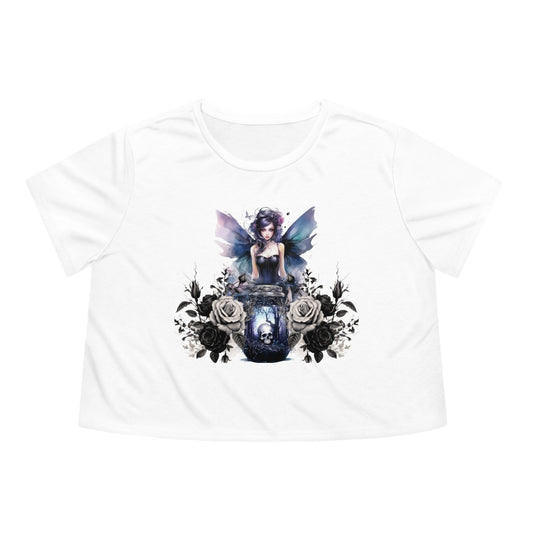 Gothic Fairy Women's Flowy Cropped Tee - Moon & Starr Handcrafted Jewelry && More!