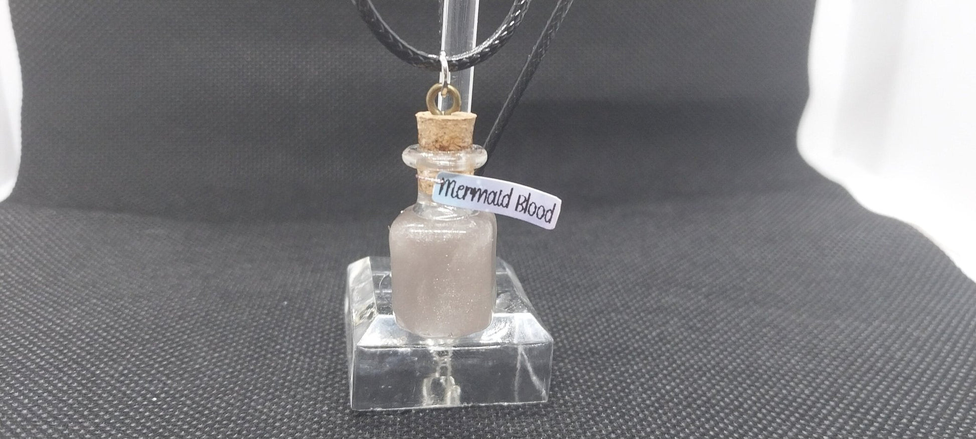 Handmade Unique Bottle Necklace- &quot;Mermaid Blood&quot; Fairytale Inspired, Gifts For Her, Witchy Jar Necklace, Chain Necklace for Women - Moon & Starr Handcrafted Jewelry && More!