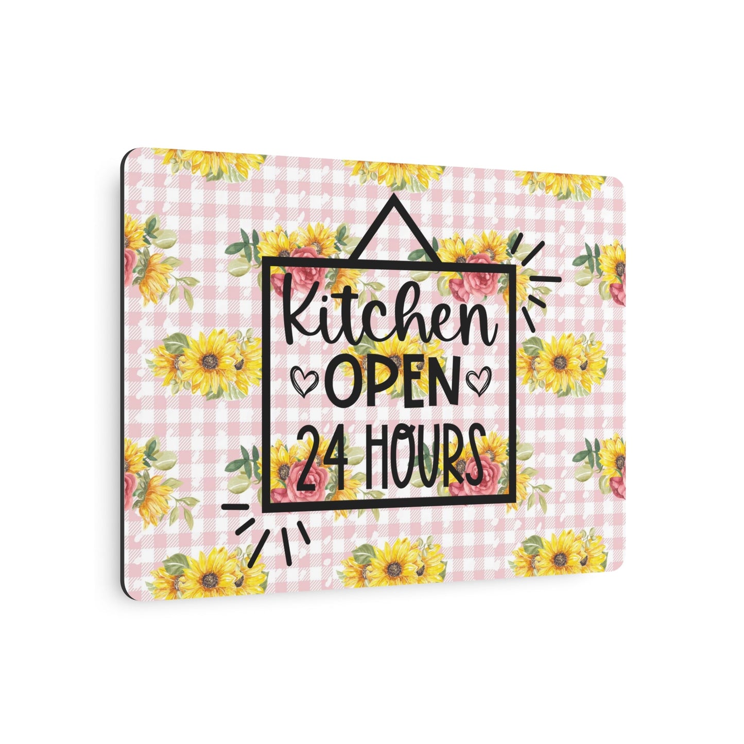 Kitchen Open Metal Art Sign With Plaid and Bees - Moon & Starr Handcrafted Jewelry && More!