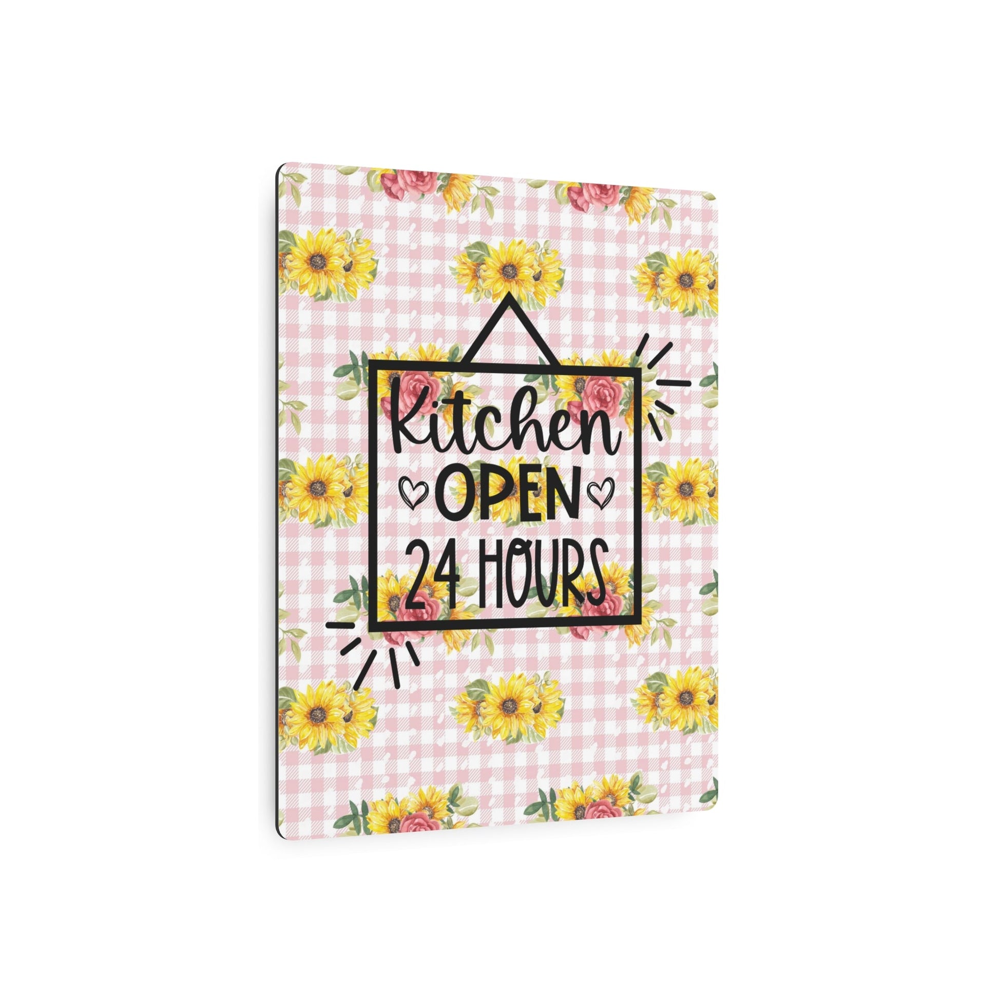 Kitchen Open Metal Art Sign With Plaid and Bees - Moon & Starr Handcrafted Jewelry && More!