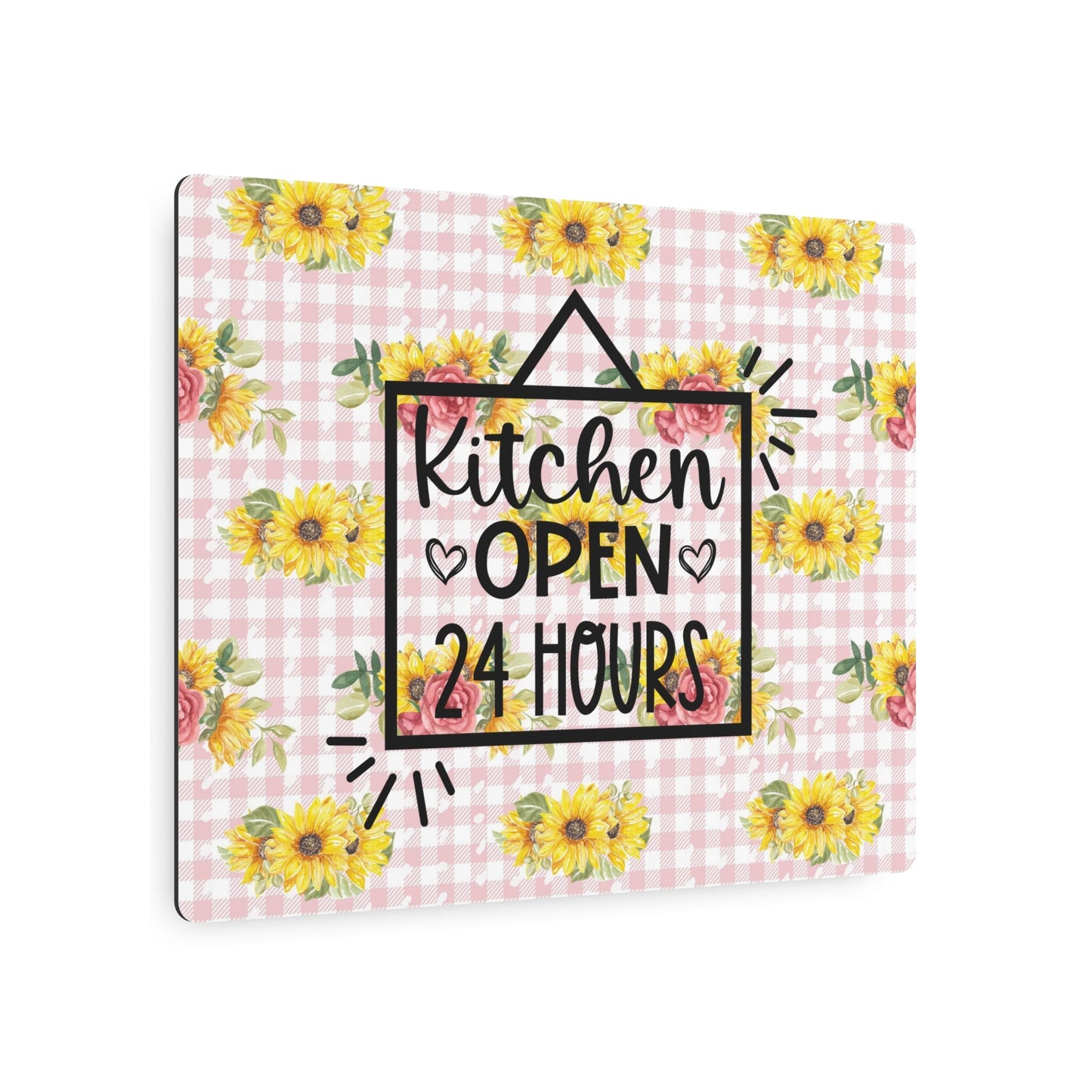 Kitchen Open Metal Art Sign With Plaid and Bees - Moon & Starr Handcrafted Jewelry && More!