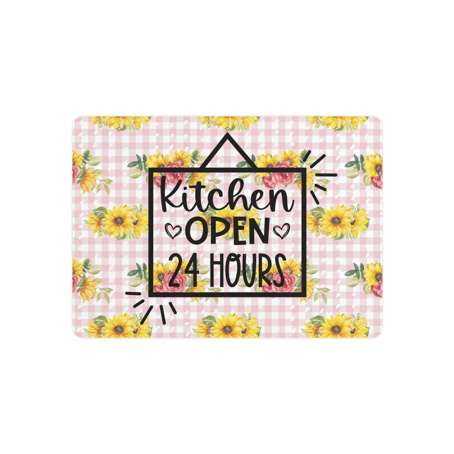 Kitchen Open Metal Art Sign With Plaid and Bees - Moon & Starr Handcrafted Jewelry && More!