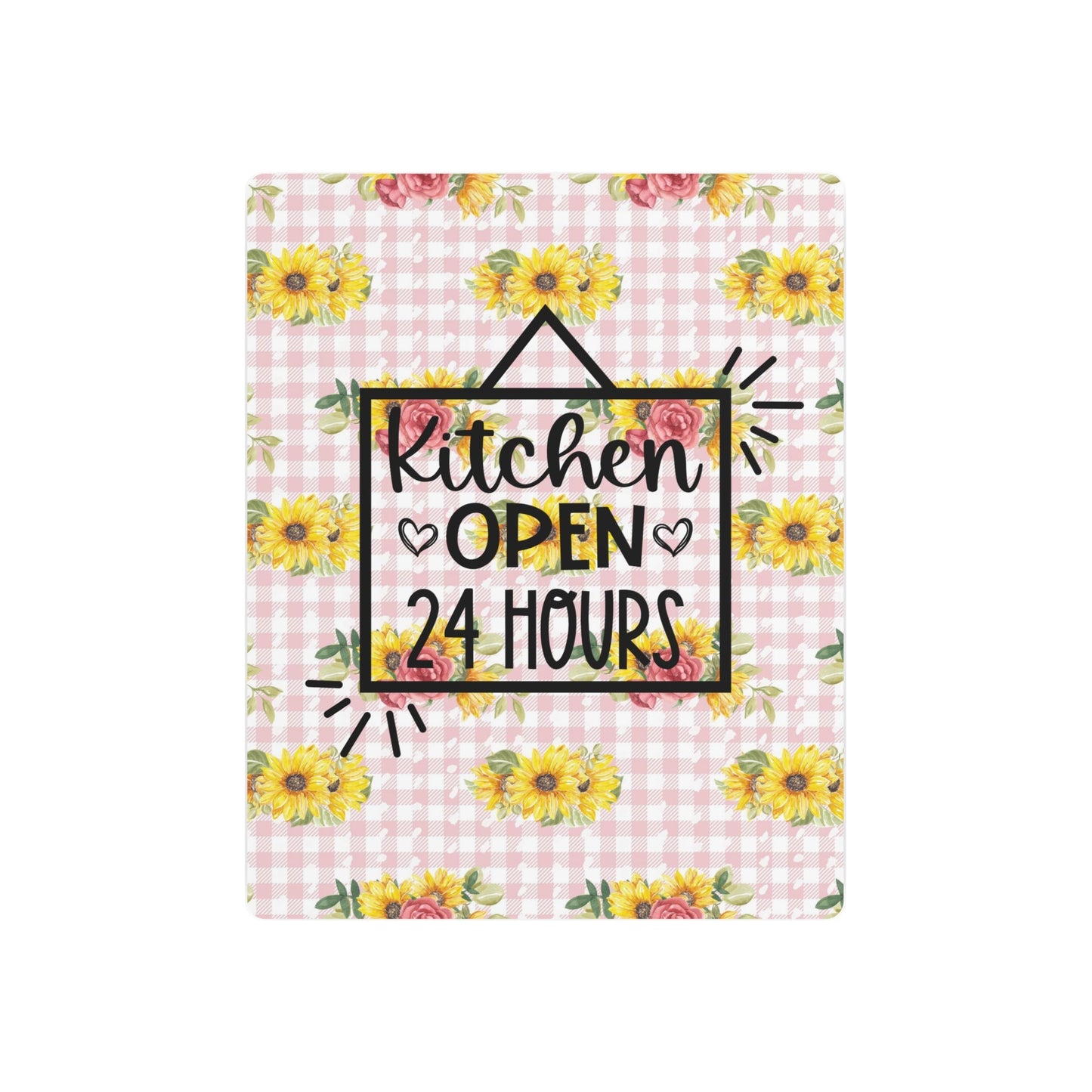 Kitchen Open Metal Art Sign With Plaid and Bees - Moon & Starr Handcrafted Jewelry && More!