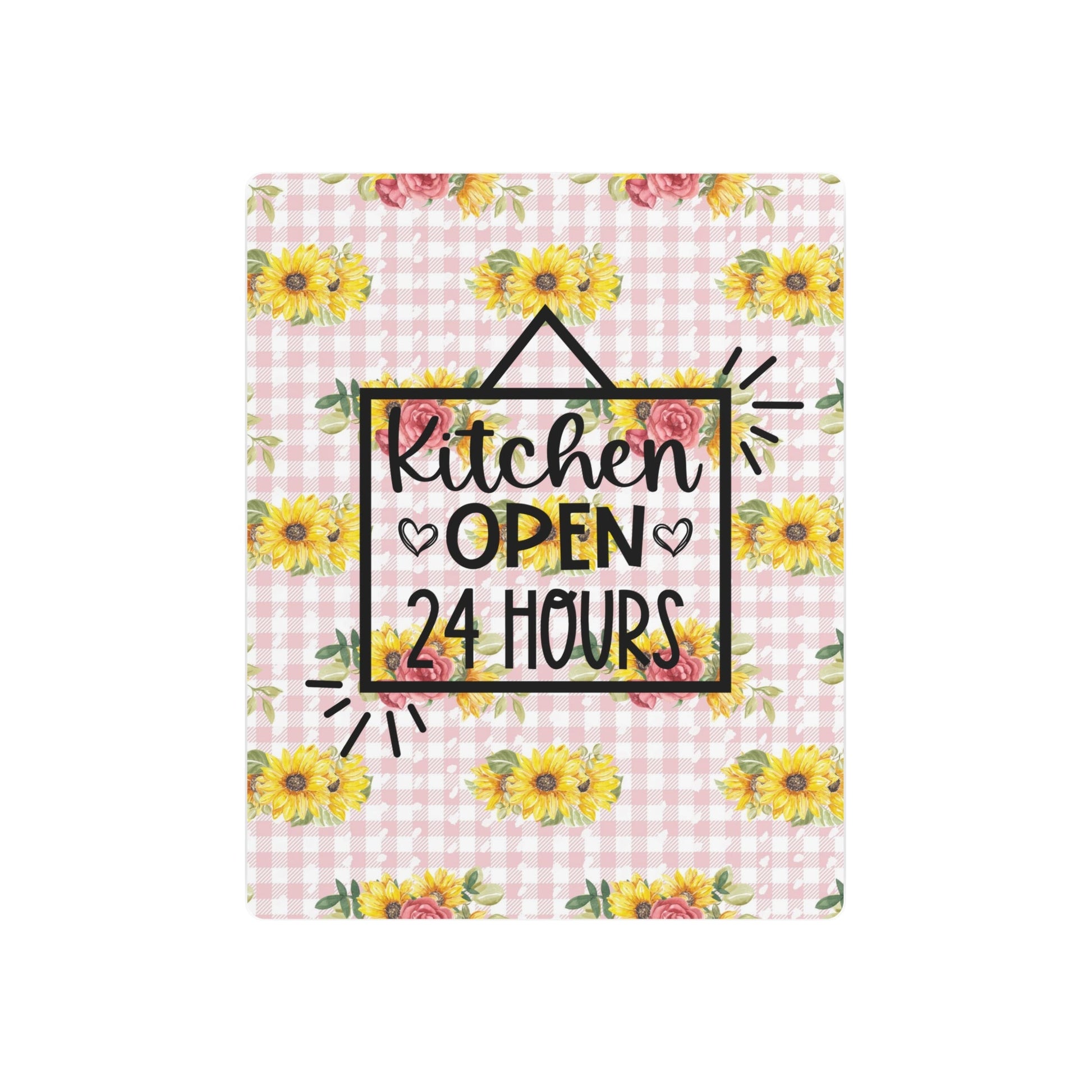 Kitchen Open Metal Art Sign With Plaid and Bees - Moon & Starr Handcrafted Jewelry && More!