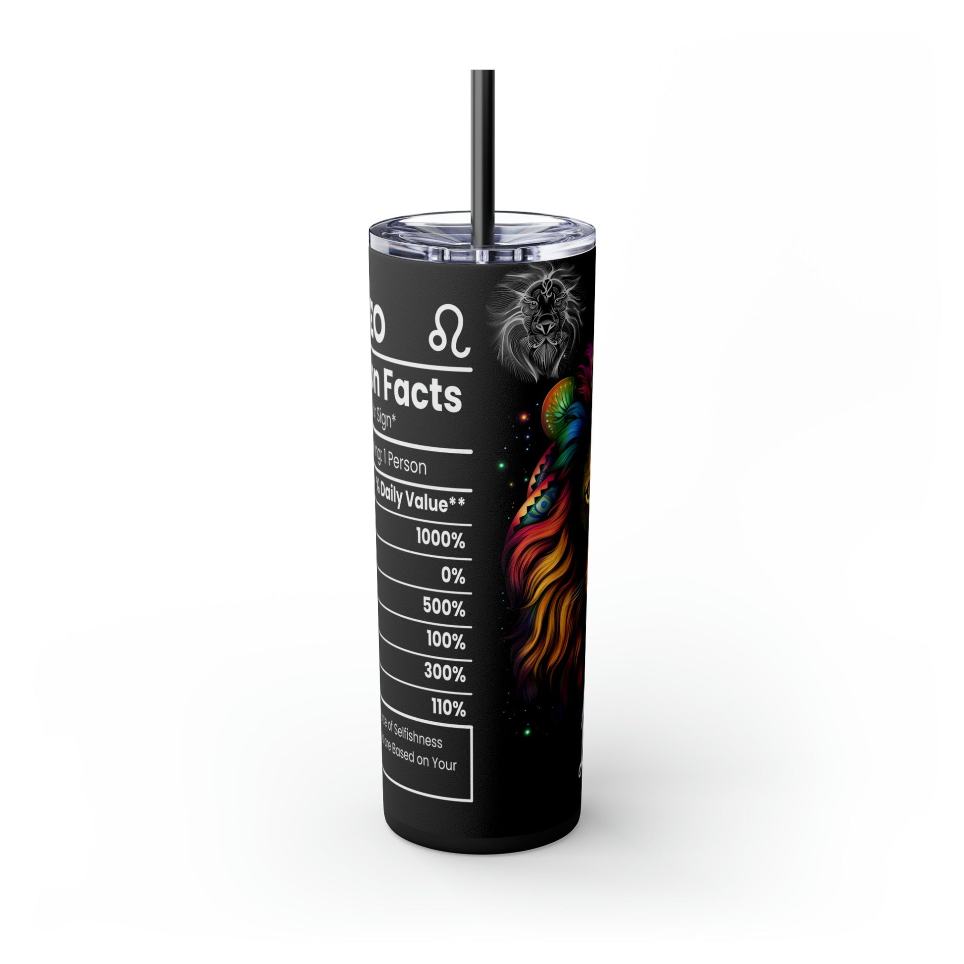 Leo Nutrition Facts Skinny Tumbler with Straw, 20oz - Moon & Starr Handcrafted Jewelry && More!