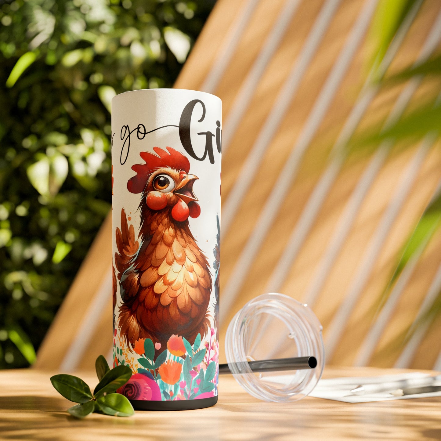 Let's Go Girls Funny Chicken Skinny Tumbler with Straw, 20oz - Moon & Starr Handcrafted Jewelry && More!