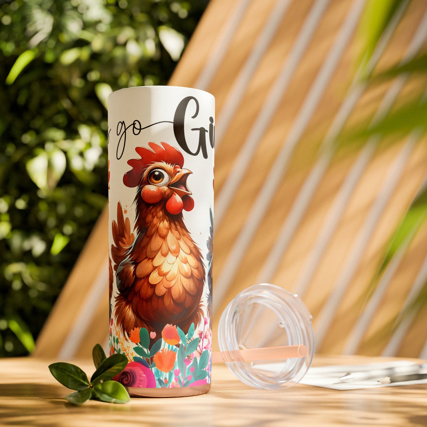 Let's Go Girls Funny Chicken Skinny Tumbler with Straw, 20oz - Moon & Starr Handcrafted Jewelry && More!