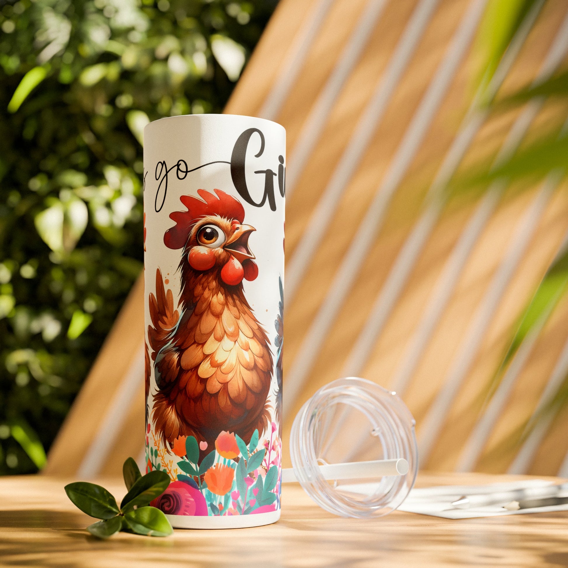 Let's Go Girls Funny Chicken Skinny Tumbler with Straw, 20oz - Moon & Starr Handcrafted Jewelry && More!