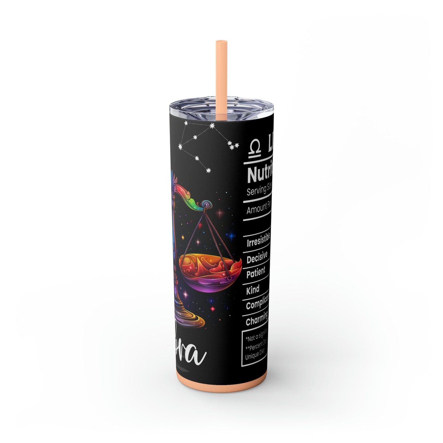 Libra Nutrition Facts Skinny Tumbler with Straw, 20oz - Moon & Starr Handcrafted Jewelry && More!