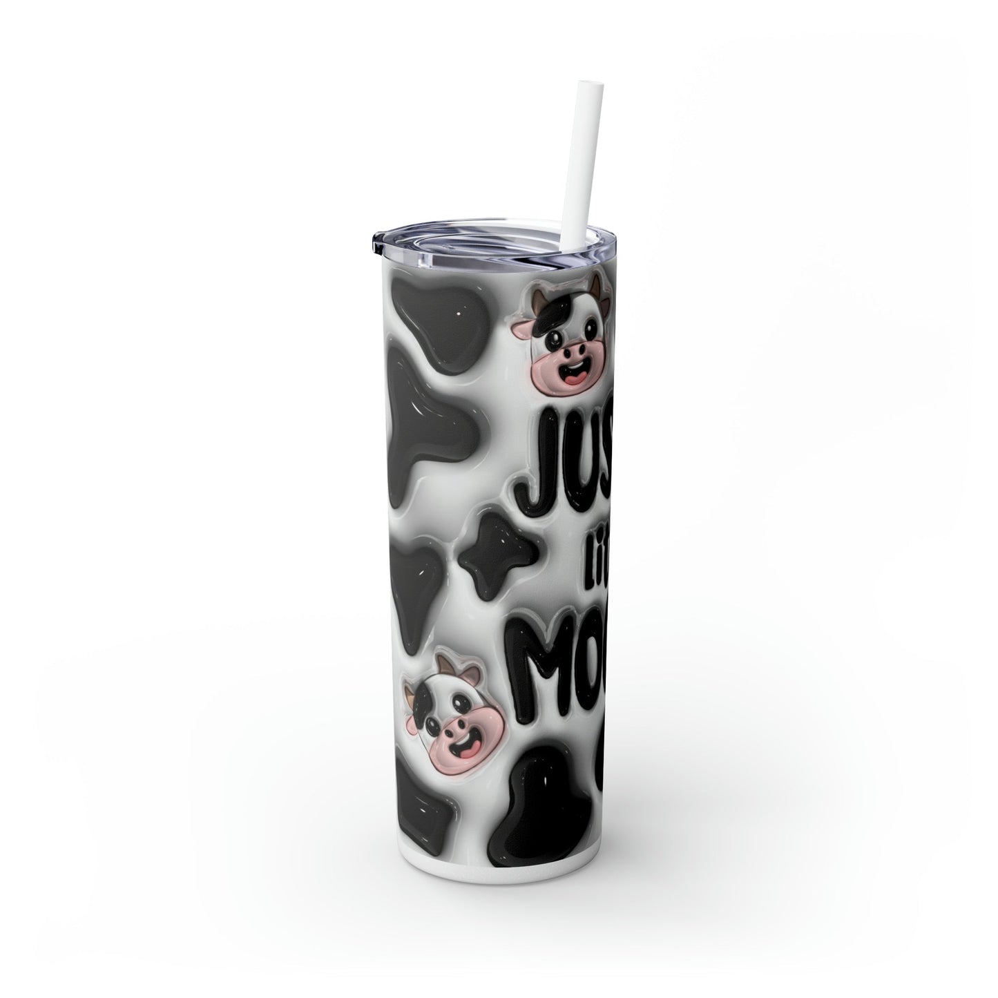 Little Moo-dy Cow 3D Puffy Skinny Tumbler with Straw, 20oz - Moon & Starr Handcrafted Jewelry && More!