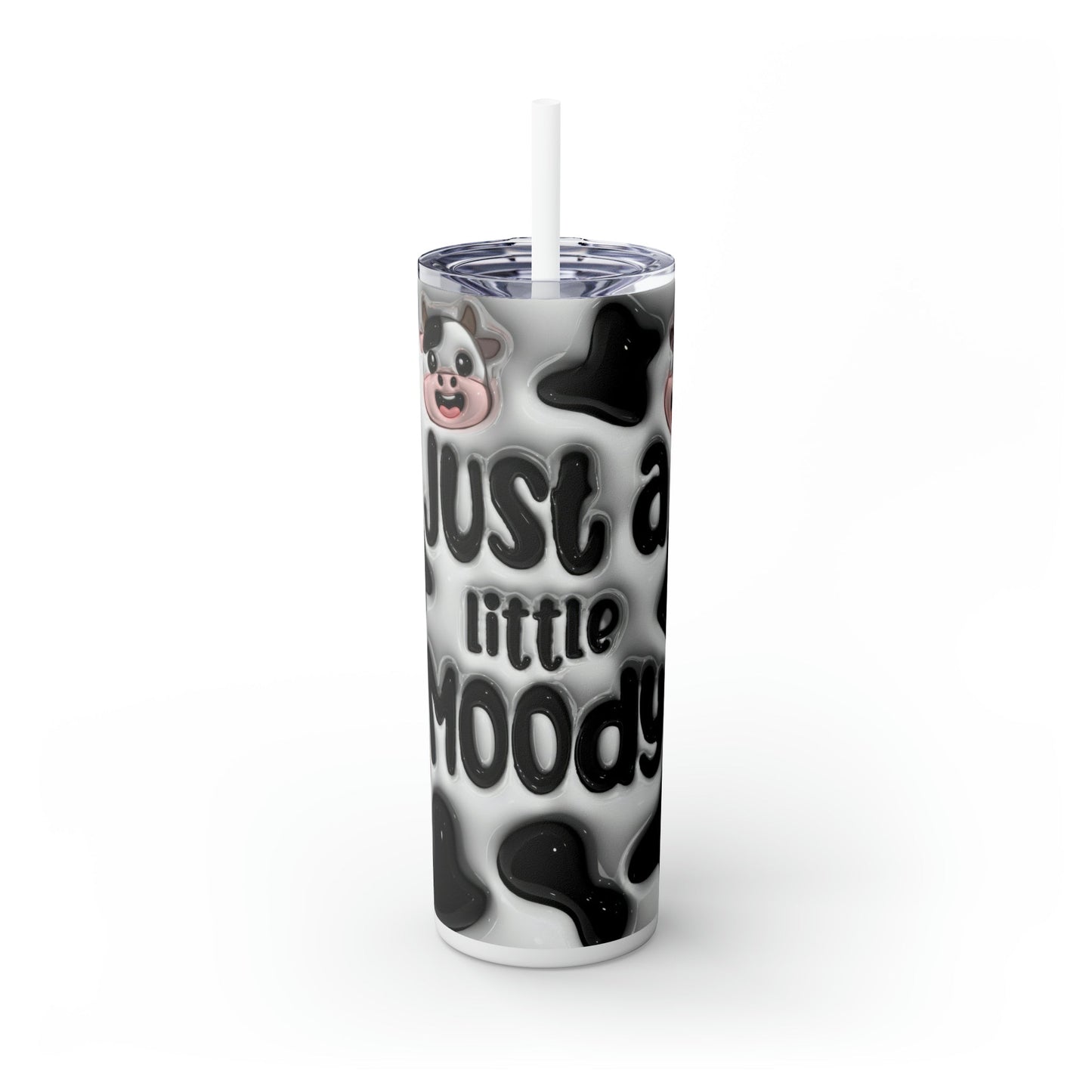 Little Moo-dy Cow 3D Puffy Skinny Tumbler with Straw, 20oz - Moon & Starr Handcrafted Jewelry && More!