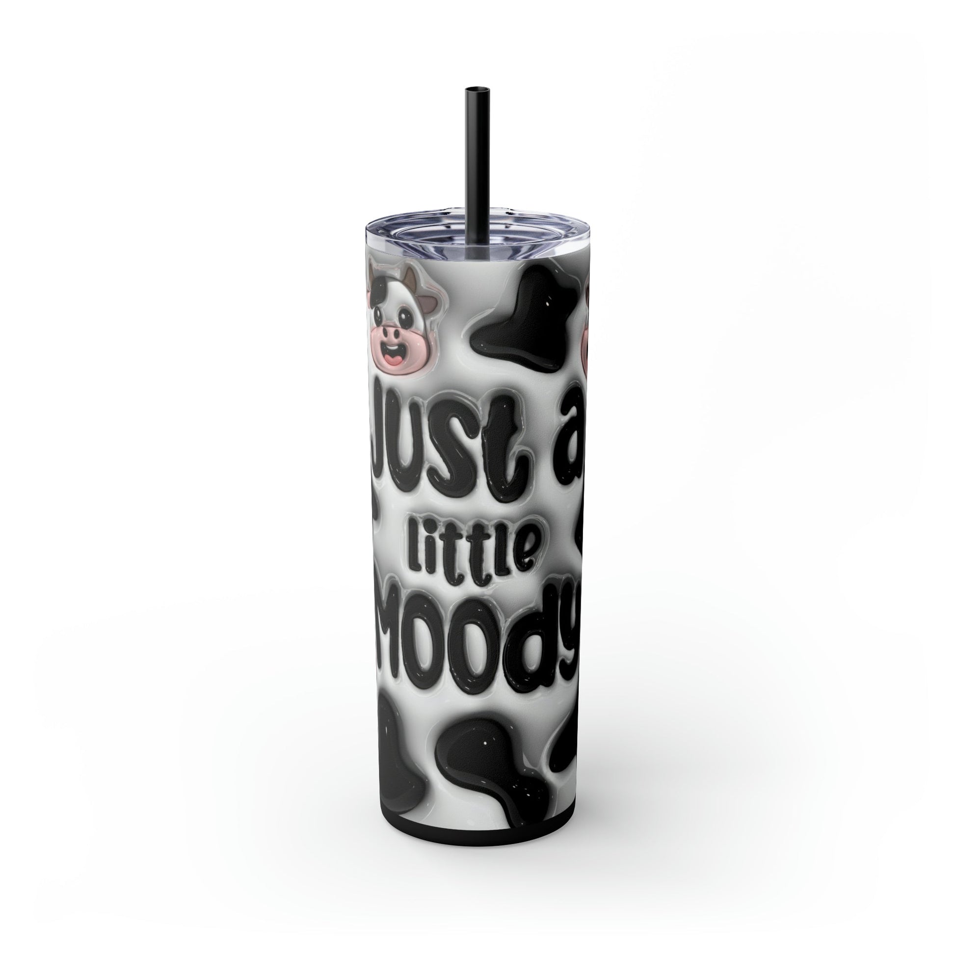 Little Moo-dy Cow 3D Puffy Skinny Tumbler with Straw, 20oz - Moon & Starr Handcrafted Jewelry && More!