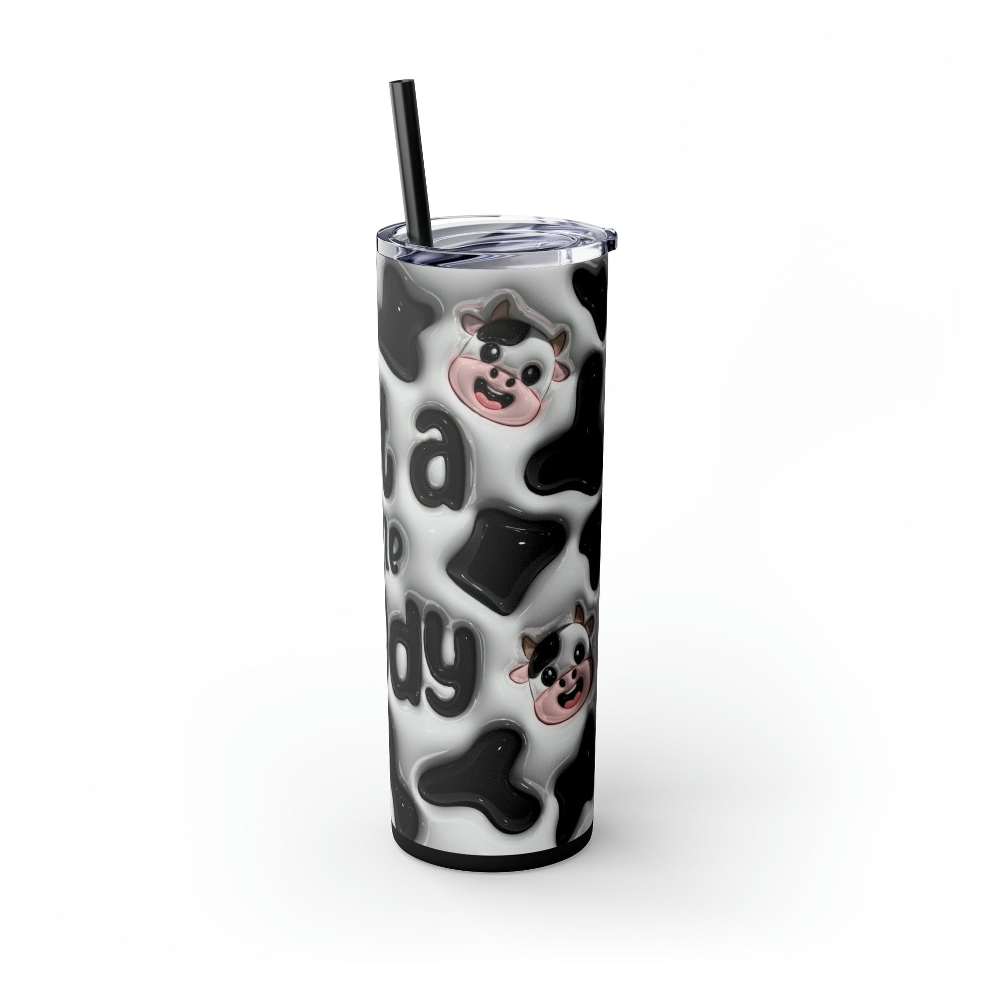 Little Moo-dy Cow 3D Puffy Skinny Tumbler with Straw, 20oz - Moon & Starr Handcrafted Jewelry && More!