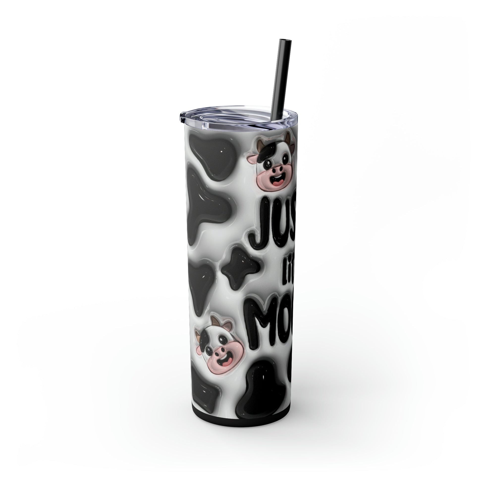 Little Moo-dy Cow 3D Puffy Skinny Tumbler with Straw, 20oz - Moon & Starr Handcrafted Jewelry && More!