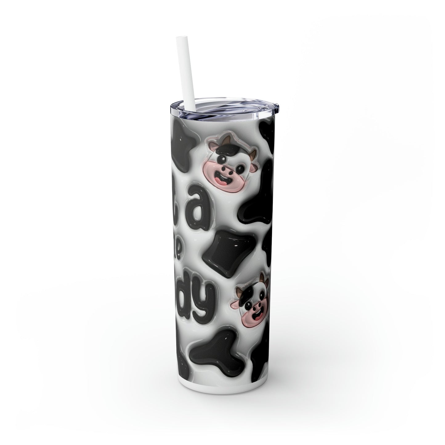 Little Moo-dy Cow 3D Puffy Skinny Tumbler with Straw, 20oz - Moon & Starr Handcrafted Jewelry && More!