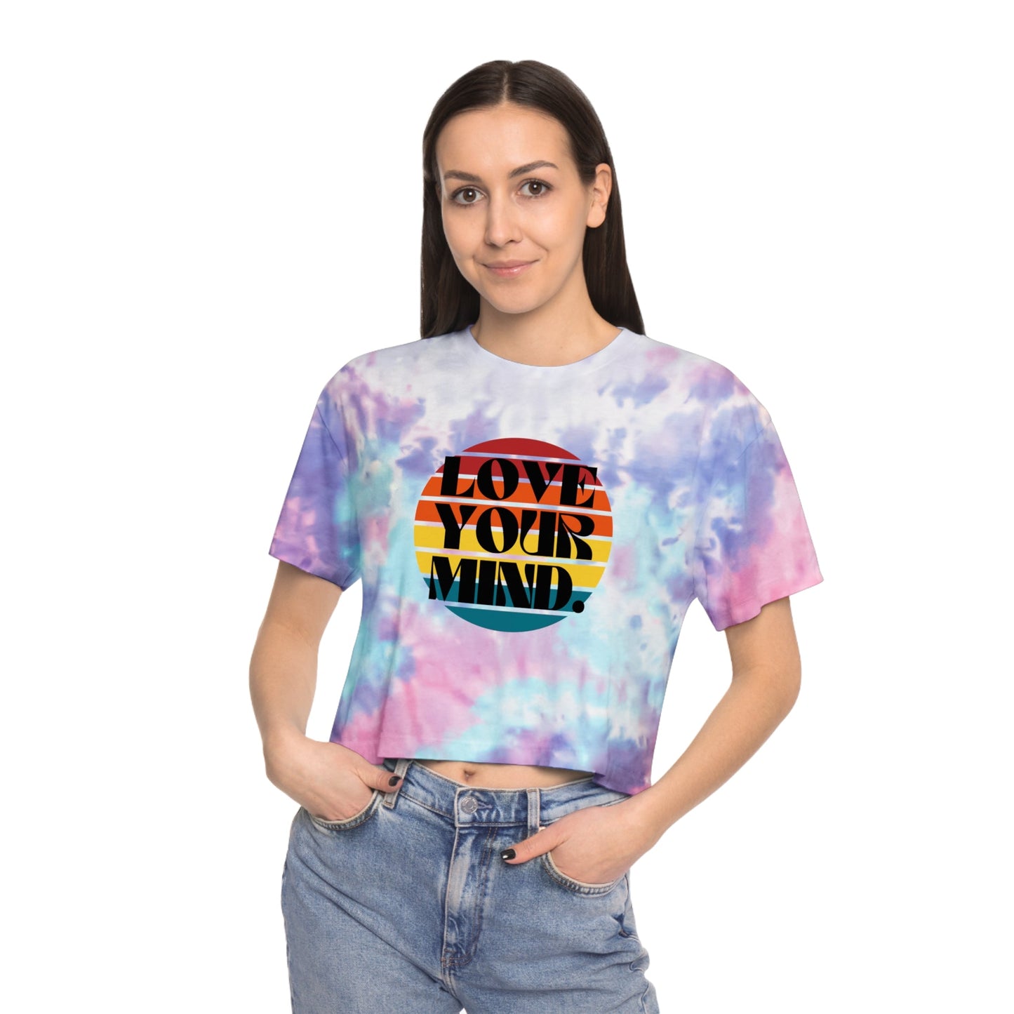 "Love your mind" Women's Tie-Dye Crop Tee - Moon & Starr Handcrafted Jewelry && More!