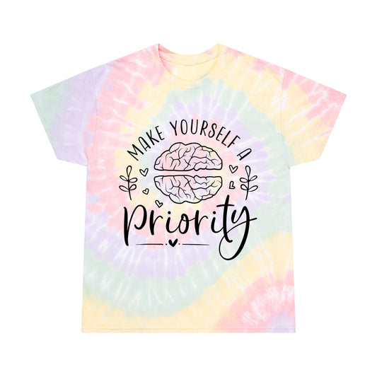 "Make yourself a priority" Tie-Dye Tee, Spiral - Moon & Starr Handcrafted Jewelry && More!